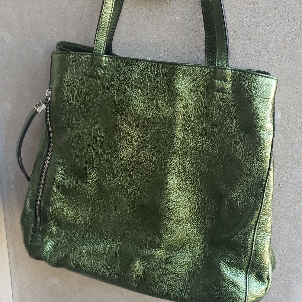 Metallic green gianni chiarini soft leather purse - Picture 2 of 7
